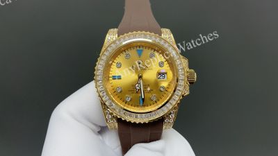 Rolex Submariner 40mm Dandong 3135 Diamond Bezel Gold/Black Face Watch